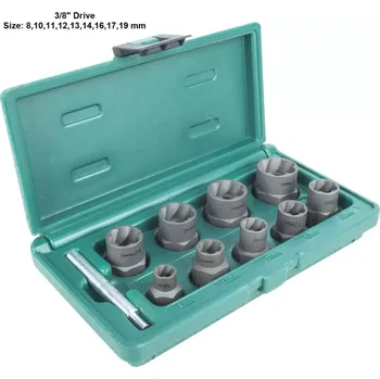 Gola hlavice JONNESWAY AN040080 Sada hlavic na poškozené šrouby 8-19 mm, 3/8", s vyrážečem