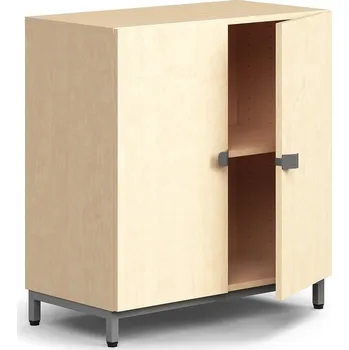 Policová skříň Policová skříň QBUS, 1 police, nohy, úchytky, 868x800x420 mm, stříbrná, bříza