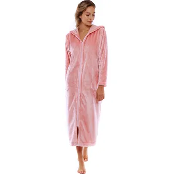 Dámský župan Siena s kapucí na zip 3656 růžová perla - Vestis S