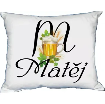 Dekorativní polštářek Polštář s pánským jménem MATĚJ Bílý (polštář se jménem MATĚJ)