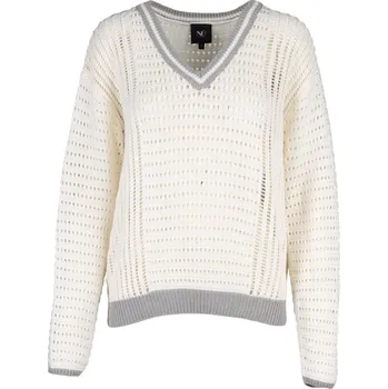 Dámská mikina Svetr Nu Denmark 7953-50 krémový s šedou do V Velikost: 34