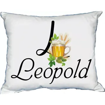 Dekorativní polštářek Polštář s pánským jménem LEOPOLD Bílý (polštář se jménem LEOPOLD)