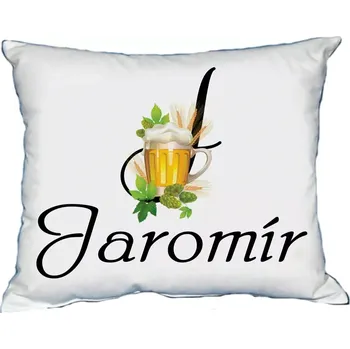 Dekorativní polštářek Polštář s pánským jménem JAROMÍR Černý (polštář se jménem JAROMÍR)