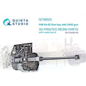 Plastikový model Quinta studio 1/48 Ka-52 Gun bay with 2A42 gun (ZVE)
