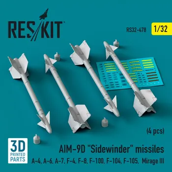 Plastikový model Reskit 1/32 AIM-9D 'Sidewinder' missiles (4 pcs.)