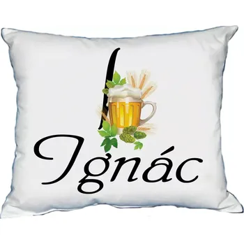 Dekorativní polštářek Polštář s pánským jménem IGNÁC Světle zelený (polštářek pánské jméno )