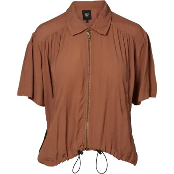 Dámská halenka Halenka Nu Denmark 8011-50 moka hnědá s límečkem na zip Velikost: 42