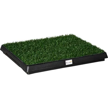 Toaleta pro kočku PawHut toaleta pro domácí mazlíčky umělá tráva psí toaleta plochá balkonová 63x51x6cm | Aosom