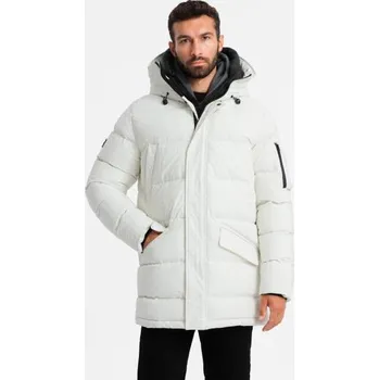 Pánská outdoorová dlouhá bunda parka - bílá V1