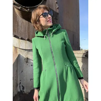 Dámský kabát La Gabriella Kabát La Gabriella 5340-229 zelený na zip s kapucí Velikost: 44