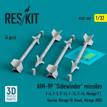 Plastikový model Reskit 1/32 AIM-9P 'Sidewinder' missiles (4 pcs.)