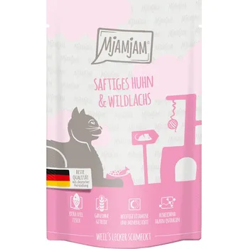 Krmivo pro kočku 12x125g MjAMjAM Quetschie - kuřecí s divokým lososem