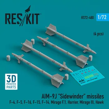 Plastikový model Reskit 1/72 AIM-9J 'Sidewinder' missiles (4 pcs.)