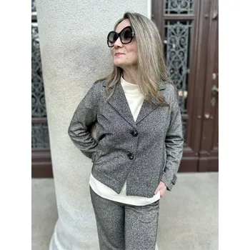 Dámský kabát Kabát Kyra Ruby černo-krémový pepř a sůl krátký Velikost: 40