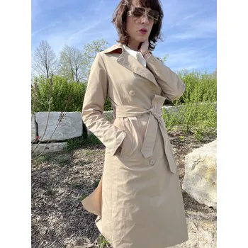 Dámský kabát Kabát La Gabriella 5362-680 béžový camel trenčkot Velikost: 34