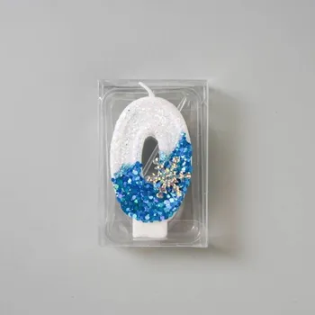 Dortová svíčka Dortisimo Svíčka bílo-modrá se sněhovou vločkou Frozen číslo 0