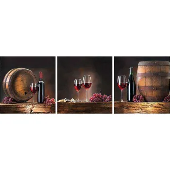 Obraz Bondecor Obraz sada 3 kusy, tisk na papír lepený na MDF desku, 30x90 cm, Víno