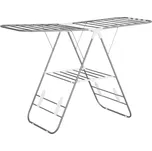 HOMCOM Stojan na prádlo skládací a přenosný Sušák na křídla s teleskopickými tyčemi z nerezové oceli a plastu ve stříbrné a bílé barvě 146x60,5x98cm | Aosom.de