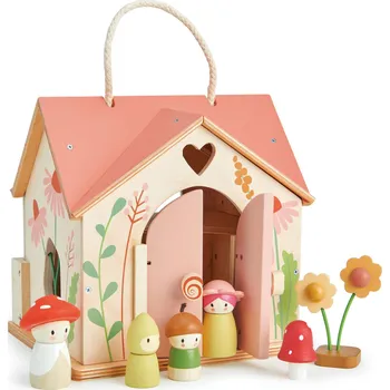 Hračka pro nejmenší Dřevěná chata pro panenky Tender Leaf Rosewood cottage