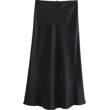 Dámská sukně Dlouhá dámská sukně ze saténu Barva: Černá, Velikost: XS