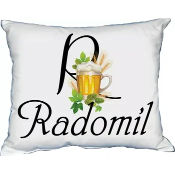 Dekorativní polštářek Polštář s pánským jménem RADOMIL Černý (polštář se jménem RADOMIL)