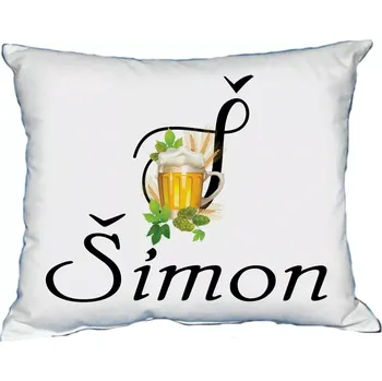 Dekorativní polštářek Polštář s pánským jménem ŠIMON Černý (polštář se jménem ŠIMON)