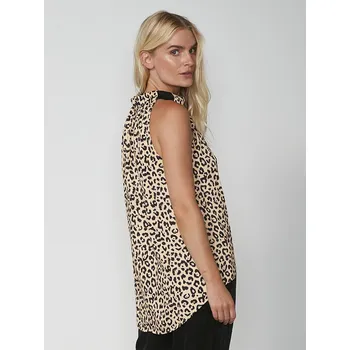 Dámské tričko Top NU Denmark 7611-46 béžový leopardí vzor ke krku Velikost: 36