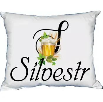 Dekorativní polštářek Polštář s pánským jménem SILVESTR Černý (polštář se jménem SILVESTR)
