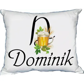 Dekorativní polštářek Polštář s pánským jménem DOMINIK Světle zelený (polštářek pánské jméno )