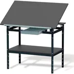 Lehký montážní stůl 1180x780 mm, se sklopnou pracovní deskou, zásuvkou a odkládací polici, barva antracit