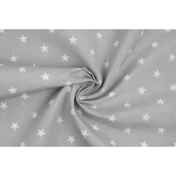 Bavlna režná bílé hvězdy na šedé