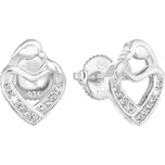 Stříbrné náušnice pecka se zirkonem bílé srdce 11314.1
