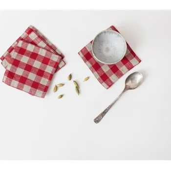 prostírání Červené látkové podtácky v sadě 4 ks Red Gingham – Linen Tales ID_1694718