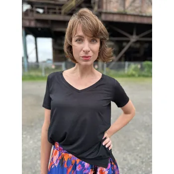 Tričko So Comfy Agness černé basic s výstřihem do V Velikost: 36