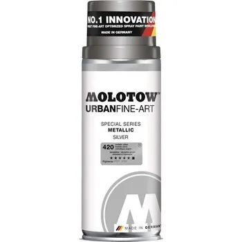 Barva ve spreji Metalický sprej MOLOTOW Fine Art Metallic 400ml, stříbrný