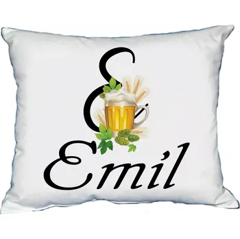Dekorativní polštářek Polštář s pánským jménem EMIL Bílý (polštářek pánské jméno )