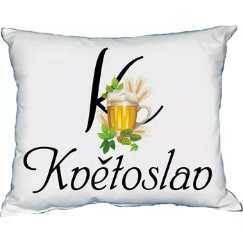 Dekorativní polštářek Polštář s pánským jménem KVĚTOSLAV Bílý (polštář se jménem KVĚTOSLAV)