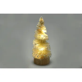 Vánoční dekorace Euro Habitat Vánoční stromeček 15 cm - krémový s LED osvětlením (8 LED)