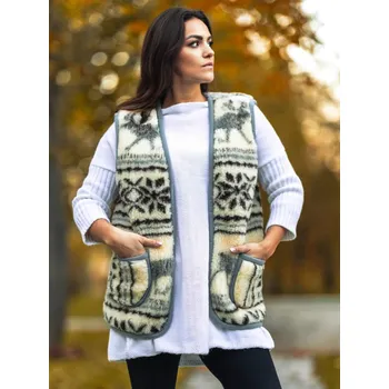 Moderní dámská vesta z pravé ovčí vlny - 03 šedá, VELIKOST 4XL