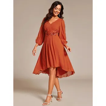 Dámské šaty Ever Pretty luxusní krátké šaty oranžové 2926 Velikost: 9XL / 58 / 26 / 30