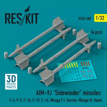 Plastikový model Reskit 1/32 AIM-9J 'Sidewinder' missiles (4 pcs.)