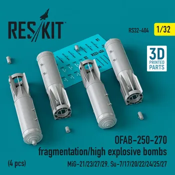 Plastikový model Reskit 1/32 OFAB-250-270 fragmentation/H-E bombs (4 pcs.)