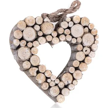 Vánoční dekorace HOME DECOR Srdce dřevěné 26 x 26 cm, bílé