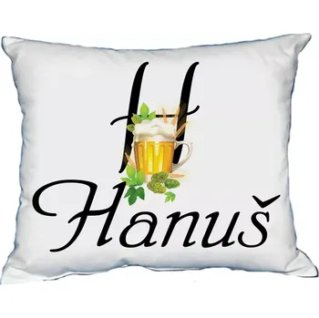 Dekorativní polštářek Polštář s pánským jménem HANUŠ Bílý (polštářek pánské jméno )