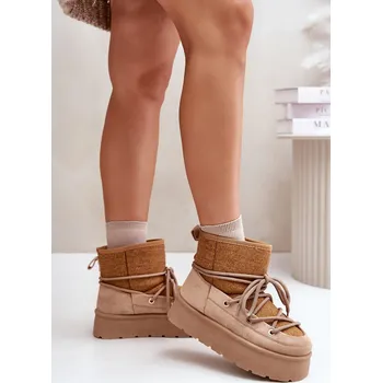 Dámská zimní obuv Sněhule S Vázáním Na Platformě Mavora Barva: Béžová, Velikost: 39