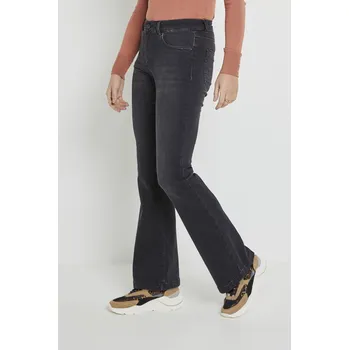 Dámské kalhoty Kalhoty Para Mi Jade D23 lomené černé zvonové džíny Velikost: 38
