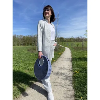 Dámský kabát Kabát La Gabriella 5220-640 šedo bílý květinový motiv Velikost: 34