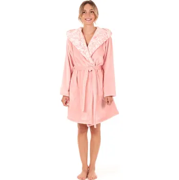 Dámský župan Dámský župan Flora s kapucí krátký růžová perla - Vestis M