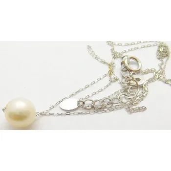 Řetízek Klenoty Budín Dámský zlatý náhrdelník z bílého zlata s pohyblivou kultivovanou perlou 585/0,96gr 45cm HK4061 (Klenoty Budín Dámský zlatý náhrdelník z bílého zlata s pohyblivou kultivovanou perlou 585/0,96gr 45cm HK4061)