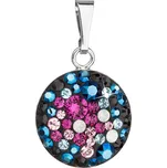 Stříbrný přívěsek s krystaly Swarovski mix barev kulatý 34225.3 galaxy